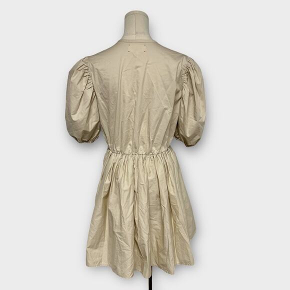Xirena Aurie Puff Sleeve Fit & Flare Cotton Poplin Dress in Sand Size Small - Picture 3 of 8